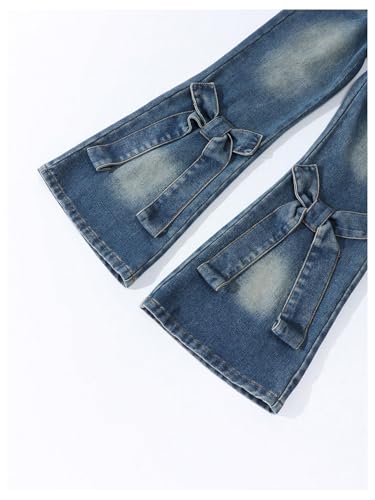 GORGLITTER Girl's Flare Jeans Bow High Waisted Bell Bottom Denim Pants with Pockets4