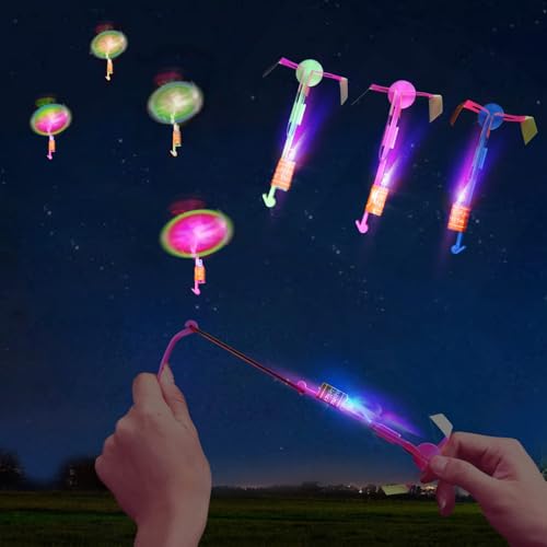 YUYWWAN LED Schleuder Spielzeug Set, 25 Stück Leuchtspielzeug Kinder Party, Leucht Party Accessoires LED Hubschrauber Schleuder, Leucht Fliegendes Spielzeug für Kinder Geburtstage Partys Geschenke