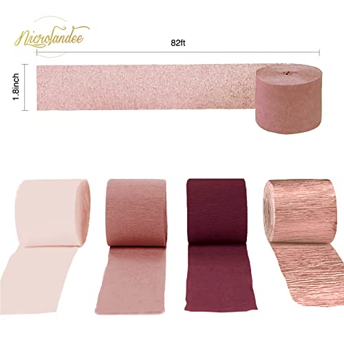 Nicrolandee 8 Rolls Burgundy Rose Gold Crepe Paper Streamer Rolls For Birthday Wedding Engagement Bridal Shower Bachelorette Anniversary Valentine's Day Decorations #TOP2