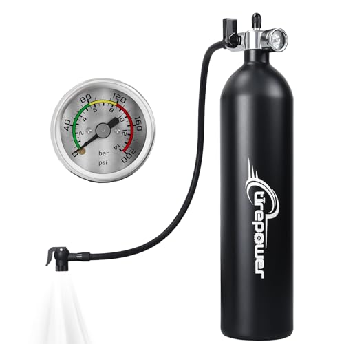 Ctrepower Tubeless Bike Tire Inflator Compatible with Clik & Shcrader & Presta (Black with Gauge)-...