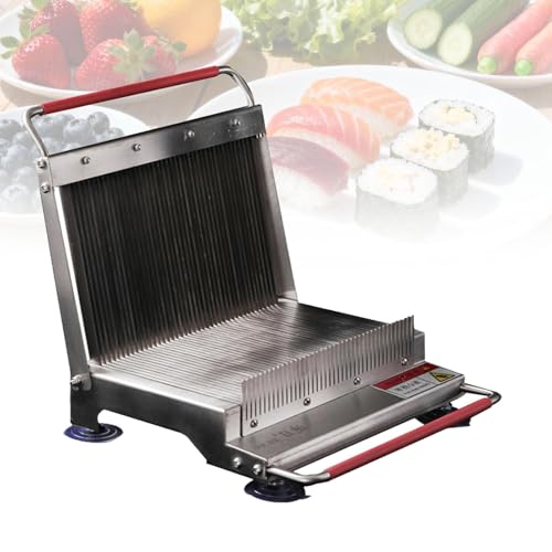 Cortador manual de sushi, cortador manual de frutas y verduras con 4 ventosas, área de corte de 25 x 20 cm, espacio de hoja de 8 mm, corte uniforme para alimentos blandos, lechuga y cebolla