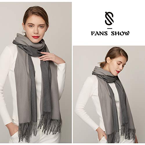 SOJOS Women Men Reversible Large Soft Cashmere Wool Wraps Shawls Scarf SC302 with Dark Grey&Light Grey - Thumbnail 5