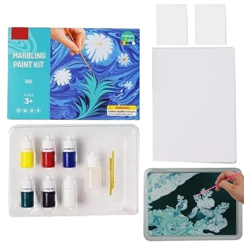 Kit di pittura a marmo per bambini, kit di arte in marmo fatto a mano - Set di pittura ad, giocattolo creativo per ragazze e ragazzi 6 7 8 9 10 11 12