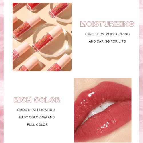 Hydrating Lip Gloss 6PCS Plumping Fruit Flavoured Lip Balm, Lip Oil and Lip Gloss Set, Glitter Lip Glow Oil, Liquid Lipstick Makeup Set Kit, Pigmented Lip Makeup Gift Sets for Girls Women (A-Set) - Image 6