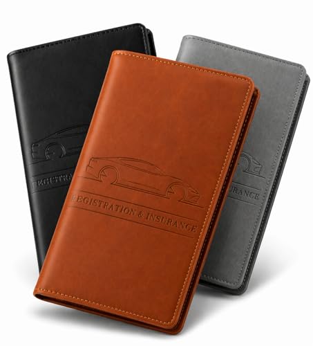 Image of Car Document Holder with Magnetic Closure, PU Leather Vehicle Registration & Insurance Organizer, RC Book, Driving Licence & Card Storage Folder for Car Bike Truck (Multicolor, Pack of 1)