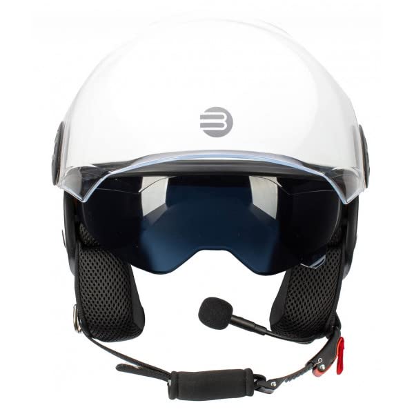 Casco para Motocicleta y Scooter Befast Jet Rapid Connect III con intercomunicador Integrado, Visera Grande antirayaduras y Parasol retráctil