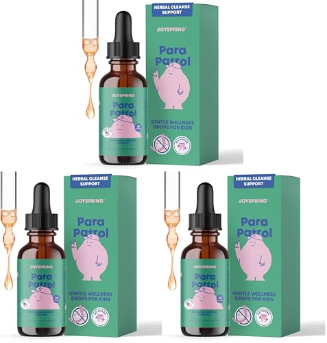 Image of JoySpring ParaPatrol Kids' Herbal Blend - Alcohol-Free Liquid Supplement with Black Walnut and Wormwood Extract | Supports Digestive Health | Natural Raspberry Flavor - 30 Servings (Pack of 3)