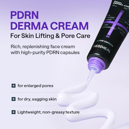 Image of MEDIHEAL Derma Cream [PDRN] - Pore Minimizing Moisturizer with Adenosine, Niacinamide & Ceramide | Clinically Tested Elasticity & Deep Hydration Korean Skincare (1.69 fl oz)