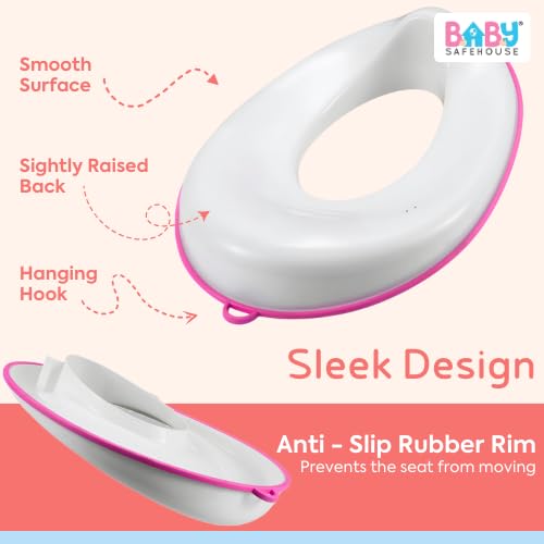 Image of BabySafeHouse Potty Training Toilet Seat Cover with Storage Hook, Pink