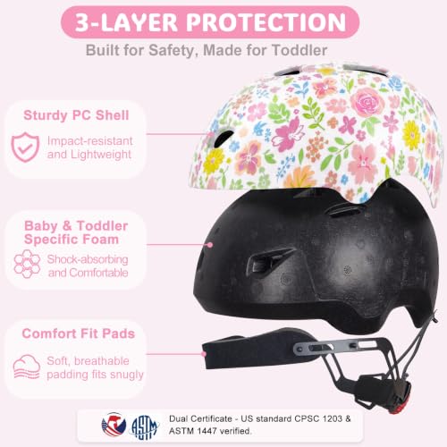 Image of Toddler Helmet, Adjustable Kids Bike Helmet for Ages 1-3-8 | Lightweight Baby Infant Helmet, Toddler Bike Helmets for Boys Girls for Balance Bike, Scooter, Cycling, Skateboard