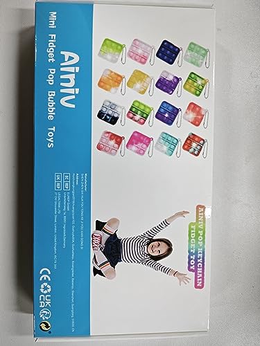 Ainiv 32PC Mini Pop Push It Fidget Toy Portachiavi,Colorato Silicone Spremere Pop Bubble Giocattoli Sensoriali Bulk,Poppet Bubble Giocattoli Antistress per Autismo Sollievo dallo Stress,Bambini Adulti