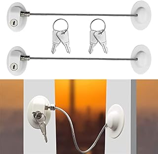 Cyleibe Window Security Locks Adhesive, 2 Pack Window Restrictor for UPVC No Drilling, Safety Window Limiter with Keys for Baby Children Pet- White
