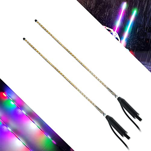 2Pcs 2.4Ft Led Whip Lights 270° Auto Strobe Led Light For Atv Utv,With Spring Base Waterproof Antenna Whips Lights For Can-Am Atv Utv Rzr Polaris Dune Buggy Offroad Truck (2.4 Ft) #TOP25
