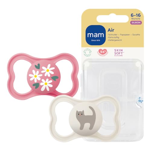 MAM Air Schnuller, 6-16 Monate, Blume/Katze, 2 Stück – Ansicht 1