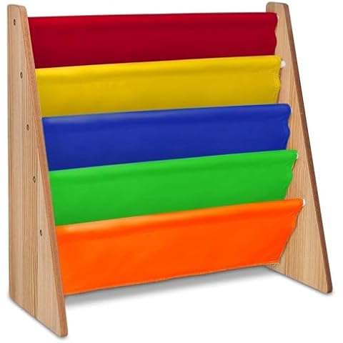 Hyfive Colourful Kids Bookcase with Sling Shelves Cover