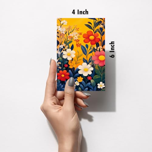 Image of SiddArtify Floral Wall Art Prints Set - Colorful Botanical Poster Decor for Living Room Bedroom - Set of 2-4x6 Inch - Board (Pack of 6) - Sticker (Pack of 6)