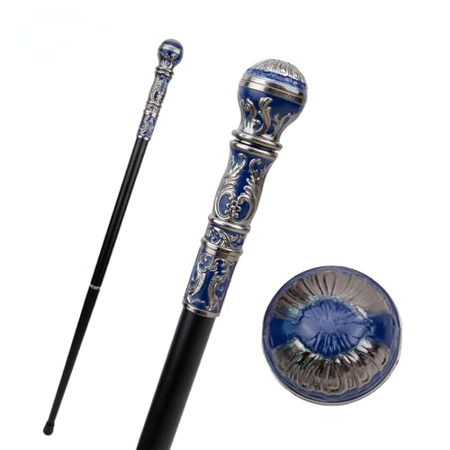 Silver Blue Luxury Round Handle Fashion Walking Stick for Party Decorative Walking Cane Elegant Crosier Knob Walking Stick 93cm