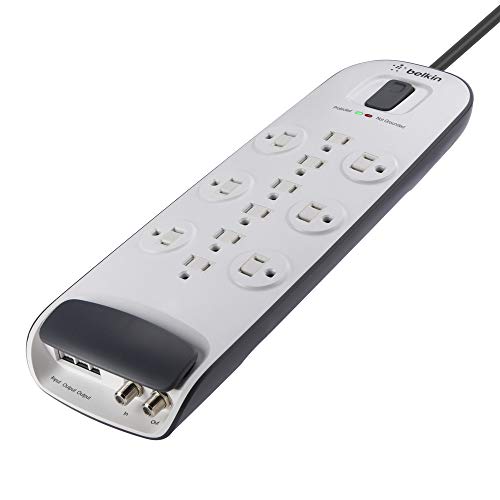 Belkin 12-Outlet Advanced Power Strip Surge Protector, 8Ft Cord, Telephone And Coaxial Protection, 3996 Joules #TOP2