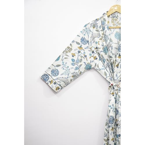Image of Hand block print Cotton Kimono bikini cover up,Indian Hand block print Cotton Bath Robe,Swim Wear,Nighrwere Dressing Gown