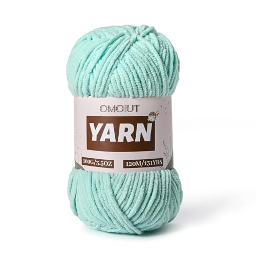 Image of Plush Chenille Chunky Crochet Amigurumi Yarn - Baby Yarn for Crocheting Soft - Velvet Knitting for Blankets Craft 100g / 131yd (Aqua Green)