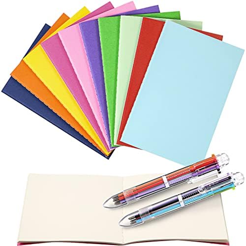 10 Items Small Notepads Pocket Notepads, 3.5 x 5.5 Inch Mini Notebooks and a couple of Items Multicolor Ballpoint Pens for Youngsters College students Faculty Classroom Writing Provides