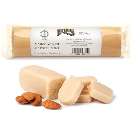 Elisha Original White Marzipan Bar - Multipack of 3 Kosher Snack Pack - Almond-Filled Marzipan Bars - Mouldable Sugary Snack for Kids and Adults - Made in Belgium Marzipan Roll for Confections (40G)