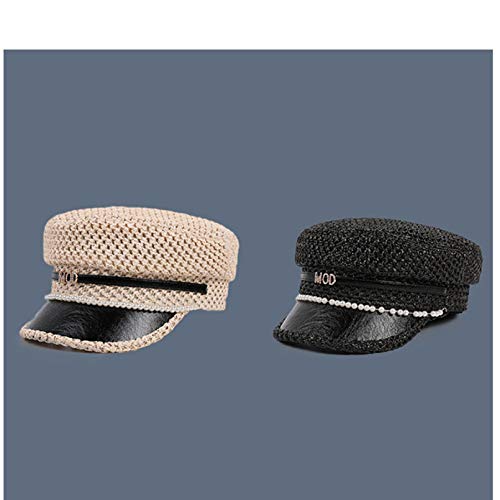 Women Fall Vintage Visor Beret Cap Women's Captain Sailor Hat Warm Velvet Lined Newsboy Cap 56-58Cm #TOP4