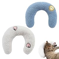 CPRNQY 2 Stück Hunde Kissen, Katzen Kissen, Kissen für Katzen U-Förmiges Kissen Zum Schlafen, Katzenkissen Flauschig, Kissen für Katzen, Haustierkissen Katzenkissen Anwendbar auf Haustier (Weiß+Blau)