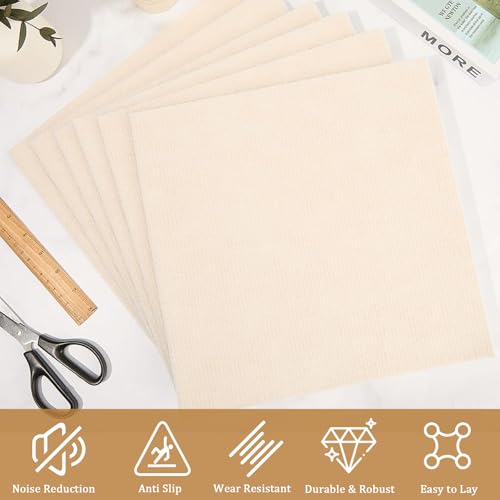 Selbstklebende Teppichfliesen Teppich Fliesen Teppichboden PVC Bodenbelag Filz Vinylboden Klebefliesen Boden Teppiche Selbstklebend Strapazierfähiger Boho Teppich Beige für Wohnung, Büro 30cm 10 Stück