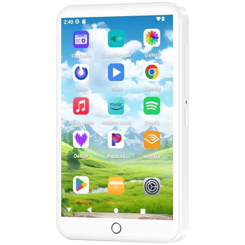 Fanvace Android 13 MP3 Player with Bluetooth and WiFi, MP3 MP4 Player with 4' Touchscreen and Speaker, 3GB RAM & 32GB ROM, Spotify Music Player with Audible, Amazon Music, Play Store (White)