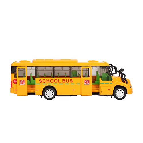 OVAQUIXI - OVAQUIXI Modèle de Bus Scolaire en Alliage Jaune avec Porte Qui S'ouvre, Véhicule Jouet Réaliste à L'échelle 1:32 avec des Sons Lumineux, Commémore Les Souvenirs D'enfance