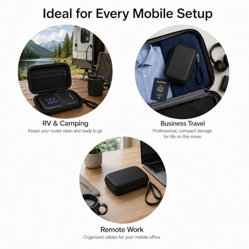 Image of Travel Router Case for NETGEAR Nighthawk 5G Mobile Hotspot M7 (MH7150), Portable WiFi 7 Router Storage Bag with Mesh Pocket & Detachable Strap, Hardying Case for RV, Travel & Remote (Case Only)