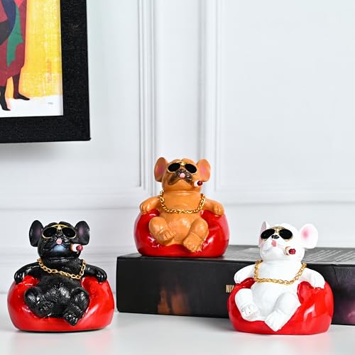 Image of ZAICUS Bulldog On Couch Showpiece Figurine | Fierce Resin Bulldog Statue for Home, Office, or Car Decor | Decorative Piece for Modern & Rustic Spaces- Multicolor