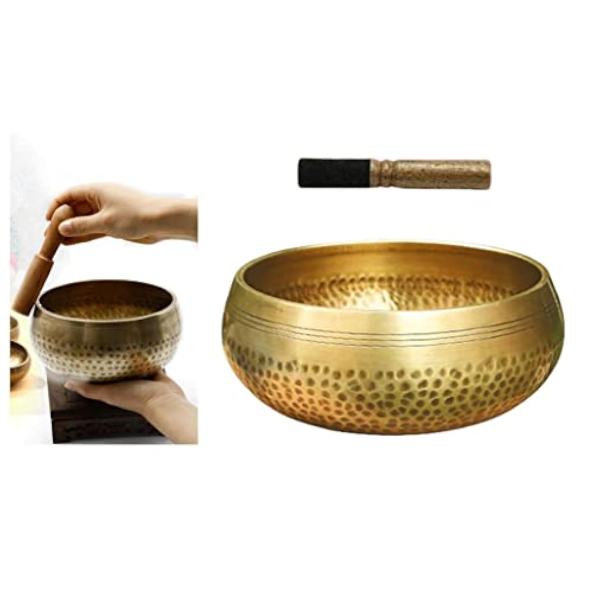 Copper Singing Bowl Set for Buddhist Meditation, Dia 11cm