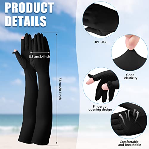 jecery 2 pairs uv long sun gloves women39s sunblock driving gloves non slip full finger arm sun protective for outdoor sports