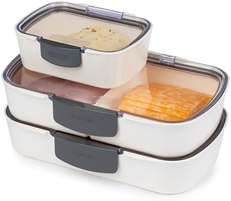 Prepworks Deli ProKeeper 3-Piece Set: Mini (0.66 QT), Split (1.45 QT), and Standard (1.45 QT) Airtight Containers with Silicone Seals, Clear Lids, Date Windows & Grooved Bottoms to Keep Food Fresh image 5