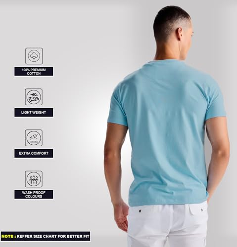 Image of Sleepynuts Round Neck Plain Cotton T-Shirt for Men Pack of 4