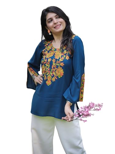 Image of Youthnic Women's Light Green Rayon Yoke Embroidery Straight Short Kurti | Office Wear Kurti | College Wear Kurti | Tunic Top