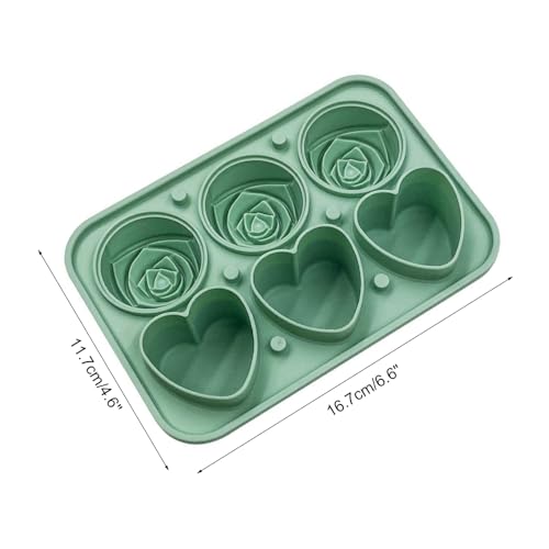 Molde de hielo de silicona con formas de rosa y corazón miniatura 4