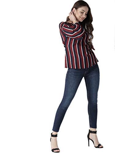 Image of Style Quotient Women Maroon & Navy Striped Top