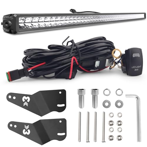 Chelhead Maverick X3 Light Bar Windshield Mount 240W 50 Single Row Combo Beam with Winshield Holder Rocker Switch Wiring Harness Compatible with Can Am Maverick X3 and X3 Max 2017+ (White)