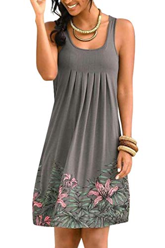 heekpek Abito Smanicato Stampato Senza Maniche XXL Copricostumi e Parei Donna Abito Vestito Beachwear Donna Cotone Pizzo Bikini Cover Up Lunga Camicia Tunica Abito da Spiaggia