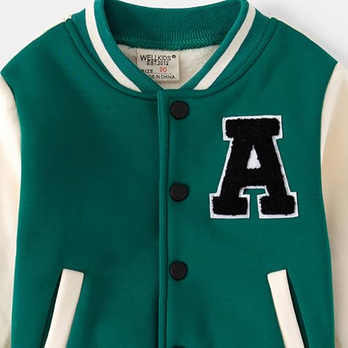 Kids Baseball Jacket Letter Print Boys Girls Varsity Button Long Sleeve Coat Casual Lightweight School With Pockets3