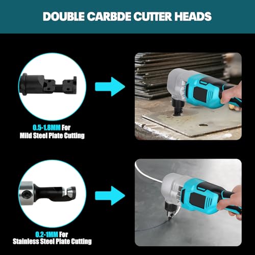 Image of Mayoki 18 Gauge Metal Nibbler Compatible with Makita 18v Battery, Cordless 1200RPM Speed Brushless Shear Tool, 2 Cutting Heads, 2.0 Battery & Charger Kit, for Stainless Steel, Sheet Aluminium, Plastic