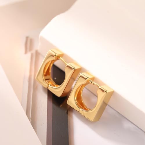 FLORA FEMININOS BRINCO ARGOLA QUADRADA FOLHEADO A OURO 18K (DOURADO)