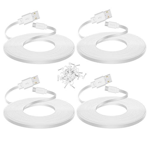 Rallonge Micro USB de 7,6m pour WYZE Cam v4 et v3, lot de 4 câbles plats Smays