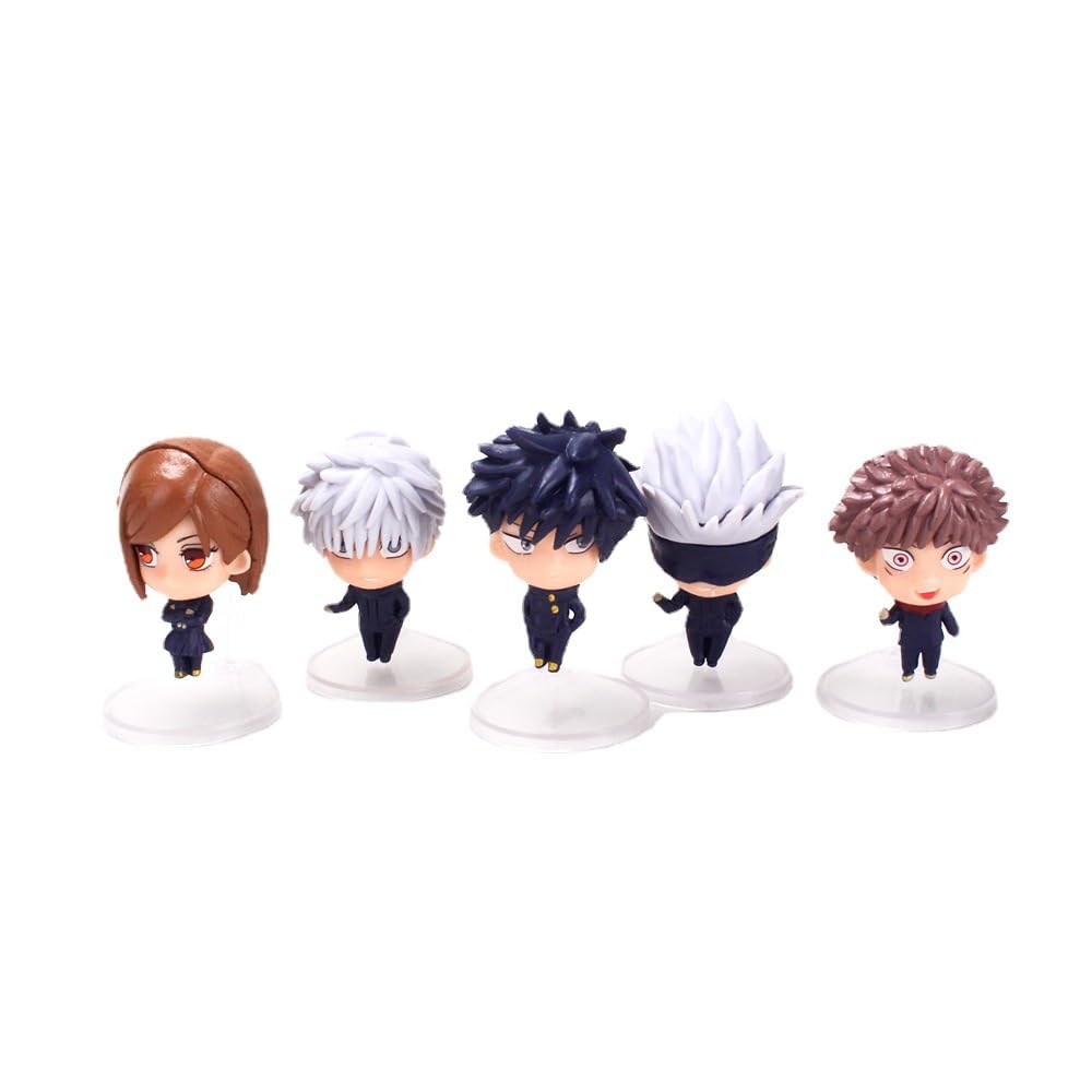 XESAGSNV Handheld Jujutsu Kaisen Q Version Ltadori Yuji, Satoru Gojo Anime Peripheral Twisted Egg Car Doll Decoration (Q version Itadori Yuji 5pcs)