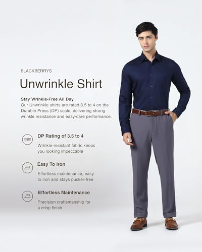 Image of Blackberrys Men's Cotton Solid Slim-Fit Formal Shirts