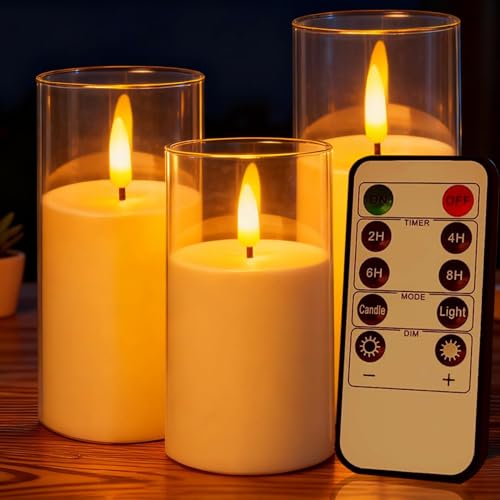 Lista de Velas pilar que Puedes Comprar On-line. 50 3PCS Velas LED Sin Llama, Acrílico Realista Velas de Pilar Sin Llama con Control Remoto, Luz Vela de Lllama Led con Temporizador, Velas Decorativas para Decoración Hogar, Bodas,...