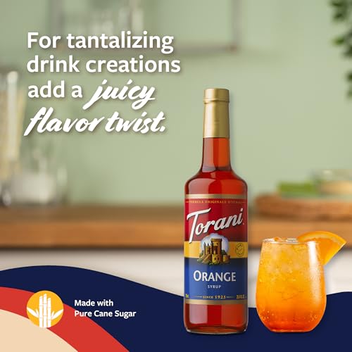 Image of Torani Orange Syrup for Drinks, Flavoring for Iced Tea, Sodas, Cocktails, and Milk Shakes, Pump Included, 25.4 Oz